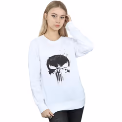 Marvel - Sweat THE PUNISHER TV SKULL LOGO - Femme (Blanc)