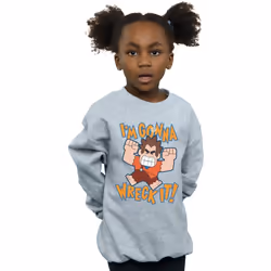 Disney - Sweat WRECK IT RALPH I'M GONNA WRECK IT - Fille (Gris chiné)