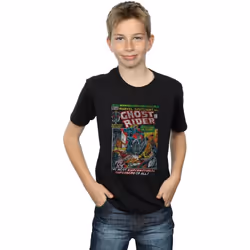 Marvel - T-shirt GHOST RIDER DISTRESSED SPOTLIGHT - Garçon (Noir)