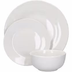 Mikasa - Service de table Alexis, assiettes et bols de Style minimaliste de Porcelaine blanche, 12 pièces (MKALEXIS12PC)