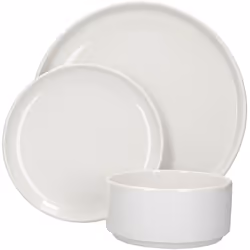 Mikasa - Set de Camberlie Tableware, Plates and Bowls de Scandinavian Style de White Porcelain, 12 pcs.
