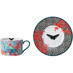 Illuminez votre té de soirée : con la tasse de porcelaine mikasa x sarah arnett et la soucoupe a set. Détails peints à la mai ...