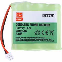 Chimie = NiMH Tension nominale = 3.6V Capacité = 280mAh Type de terminaison = Fil Cette batterie a été fabriquée avec un choi ...