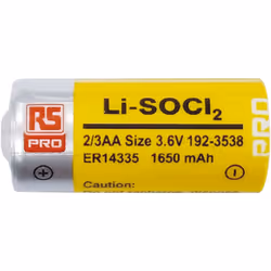 Gamme de marque = RS PRO Taille = 2/3 AA Tension nominale = 3.6V Chimie = Lithium Thionyle Chloride Capacité = 1.65Ah Type de ...