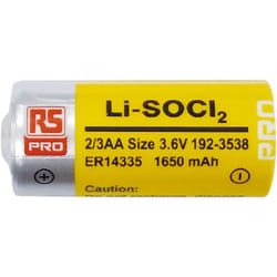 Pile 2/3 aa, 3.6V Rs Pro Lithium Thionyle Chloride, 1.65Ah ( Prix pour 1 )