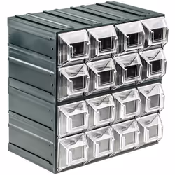 Tiroirs = 16 Matériau du boîtier = Plastique Hauteur = 208mm Largeur = 208mm Profondeur = 132mm Tiroirs transparents = Oui Ma ...