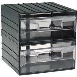 Unité de stockage 2 tiroirs RS PRO en Plastique, 208mm x 208mm x 222mm ( Prix pour 1 )