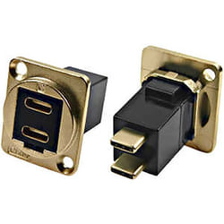 Connecteur usb c Femelle vers Mâle Rs Pro 2 ports, Montage panneau, Droit ( Prix pour 1 )