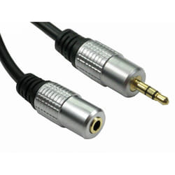 Rs Pro - Cordon audio Jack mâle 3,5 mm vers Fiche femelle 3,5 mm, Long. 1m ( Prix pour 1 )
