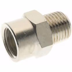 Type de raccord = Bague de réduction Raccord 1 = BSPP 1/4" mâle Raccord 2 = BSPP 1/4" femelle Matériau = Laiton Orientation d ...