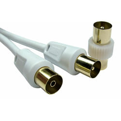 Câble coaxial Rs Pro 3C2V, Antenne tv coaxiale 9,5 mm m, / Antenne tv coaxiale 9,5 mm f, Avec connecteur, Blanc ( Prix pour 1 )