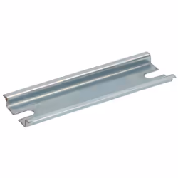 Rail compatible = Rail oméga Longueur = 384mm Largeur = 35mm Type de Rail DIN = Non perforé Matériau = Acier