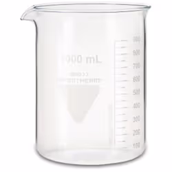 Type de produit = Bécher Matériau = Verre borosilicate Capacité = 1L Graduations = Oui Dimensions = 145 x 105mm Diamètre = 10 ...