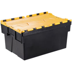 Rs Pro - Bac avec couvercle intégré Jaune Double rabat 77L, 600mm x 400mm x 400mm ( Prix pour 1 )