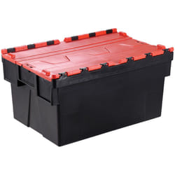 Bac avec couvercle intégré Rouge Double rabat 77L, 600mm x 400mm x 400mm ( Prix pour 1 )