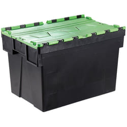 Bac avec couvercle intégré Vert Double rabat 65L, 600mm x 400mm x 365mm ( Prix pour 1 )