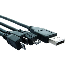 Câble USB RS PRO, 3 connecteurs USB mâles Micro B vers USB-A mâle, 800mm ( Prix pour 1 )