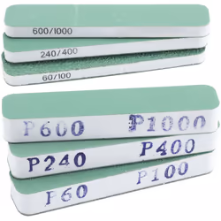 Type de papier abrasif = Polissoir grain = P100, P240, P400, P60, P600, P1000 Qualité = Moyen Longueur = 90mm Largeur = 19mm  ...