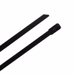 Longueur = 840mm Largeur = 4,6 mm Couleur = Noir Matériau = Acier Inoxydable 316 Type = Verrouillage à billes Résistant UV =  ...