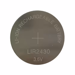 Taille = LIR2430 Chimie = Lithium Tension nominale = 2.75V Capacité = 60mAh Type de terminaison = Standard Diamètre = 24mm Di ...