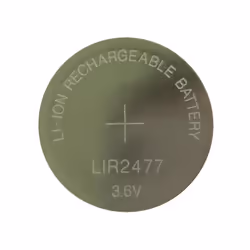 Taille = LIR2477 Chimie = Lithium Tension nominale = 3.6V Capacité = 200mAh Type de terminaison = Standard Diamètre = 24mm Di ...