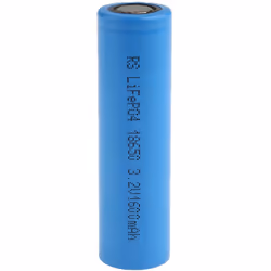 Numéro de modèle = NCF 18650 Taille = 18650 Tension nominale = 3.2V Capacité = 1.5Ah Chimie = Lithium phosphate Type de termi ...