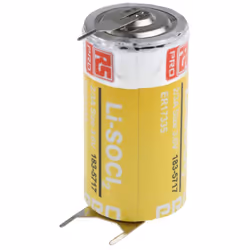 Taille = 2/3 A Tension nominale = 3.6V Chimie = Lithium Thionyle Chloride Capacité = 2.1Ah Type de terminaison = Standard Dim ...