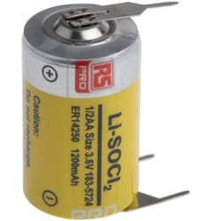Pile 1/2 aa, 3.6V Rs Pro Lithium Thionyle Chloride, 1.2Ah ( Prix pour 1 )