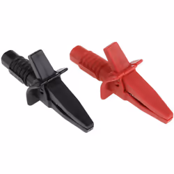 Courant = 10A Ouverture de mâchoire = 25mm Isolé = Oui Couleur = Noir, Rouge Pinces crocodiles RS Pro CAT III (600 V) CAT II  ...