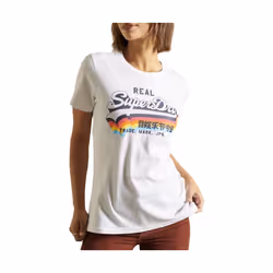 T shirt Superdry Original vintage Femme Blanc