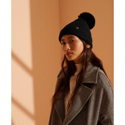 Bonnet Superdry Heritage ribbed Femme Noir