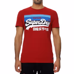 T-Shirt Vintage Cali Stripe 220 Coton Rouge