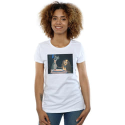 Disney - T-shirt LADY AND THE TRAMP SPAGHETTI SLURP - Femme (Blanc)