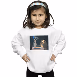 Disney - Sweat LADY AND THE TRAMP SPAGHETTI SLURP - Fille (Blanc)