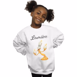Disney - Sweat BEAUTY AND THE BEAST BE OUR GUEST - Fille (Blanc)