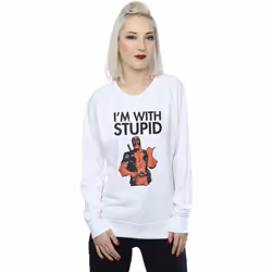 Marvel - Sweat I'M WITH STUPID - Femme (Blanc)
