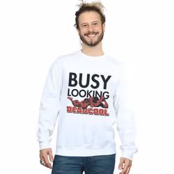 Marvel - Sweat BUSY LOOKING DEADCOOL - Homme (Blanc)