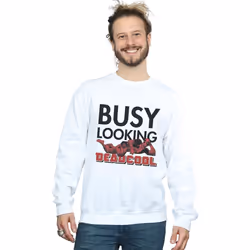 Marvel - Sweat BUSY LOOKING DEADCOOL - Homme (Blanc)
