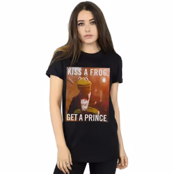 Disney - T-shirt THE MUPPETS KISS A FROG GET A PRINCE - Femme (Noir)