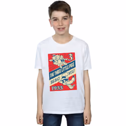 Disney - T-shirt AND THE BIG BAD WOLF - Garçon (Blanc)