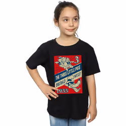 Disney - T-shirt AND THE BIG BAD WOLF - Fille (Noir)