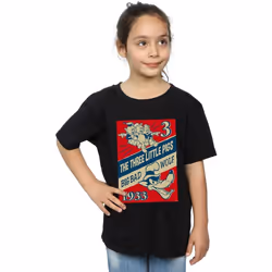 Disney - T-shirt AND THE BIG BAD WOLF - Fille (Noir)