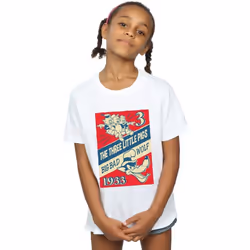Disney - T-shirt AND THE BIG BAD WOLF - Fille (Blanc)