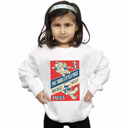 Disney - Sweat AND THE BIG BAD WOLF - Fille (Blanc)