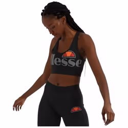 Brassière de fitness femme ELLESSE FERRARA - Noir - Dos nageur - Écriture réfléchissante