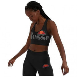Brassière de fitness femme ELLESSE FERRARA - Noir - Dos nageur - Écriture réfléchissante