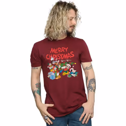 Disney - T-shirt MICKEY MOUSE AND FRIENDSWINTER WISHES - Homme (Bordeaux)
