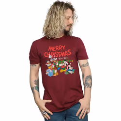 Disney - T-shirt MICKEY MOUSE AND FRIENDSWINTER WISHES - Homme (Bordeaux)