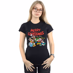 Disney - T-shirt MICKEY MOUSE AND FRIENDSWINTER WISHES - Femme (Noir)