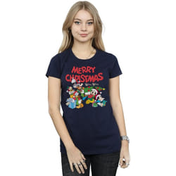 Disney - T-shirt MICKEY MOUSE AND FRIENDSWINTER WISHES - Femme (Bleu marine)